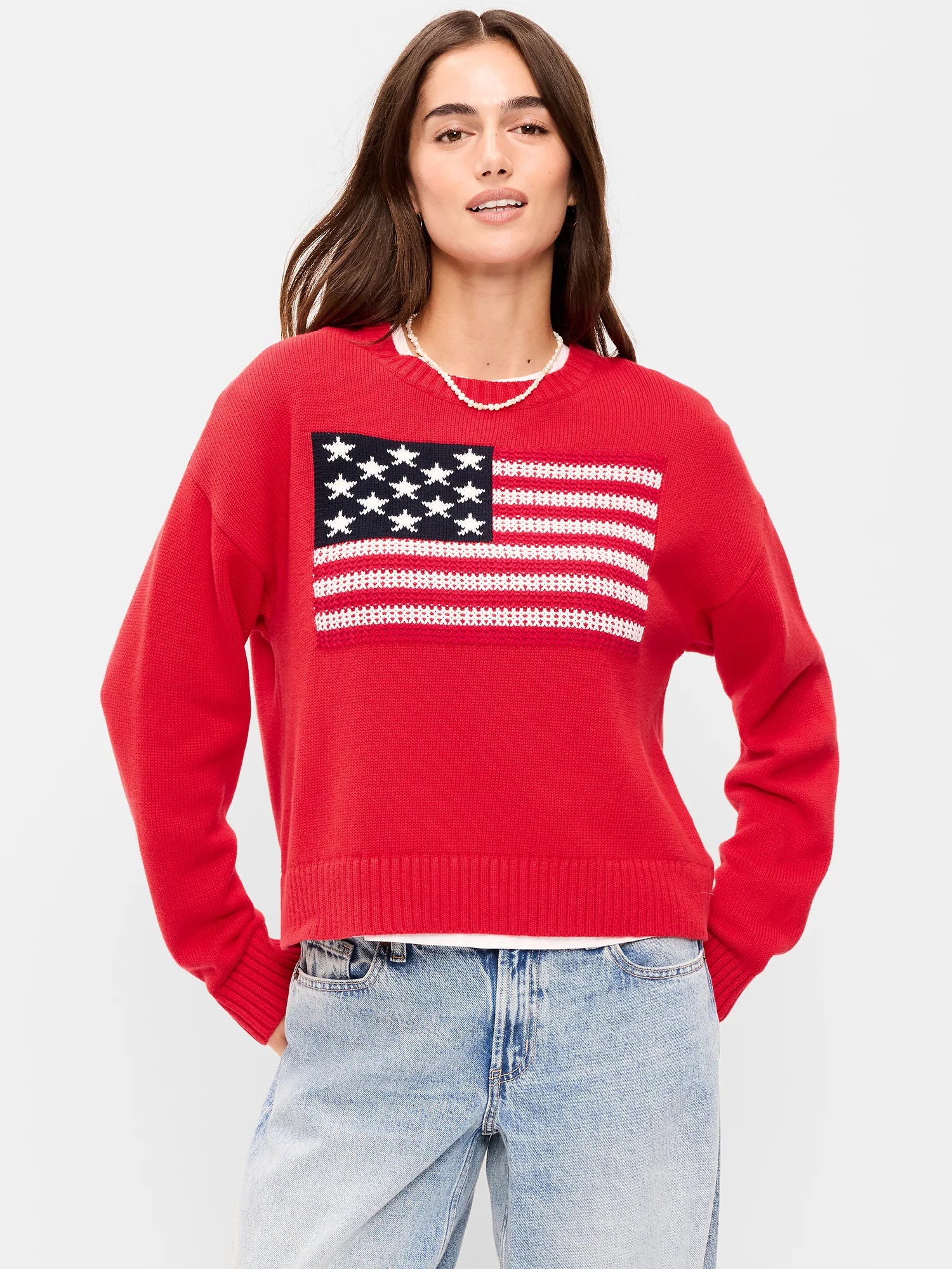 Old Navy Seaside Cotton Long-Sleeve Flag Sweater.
