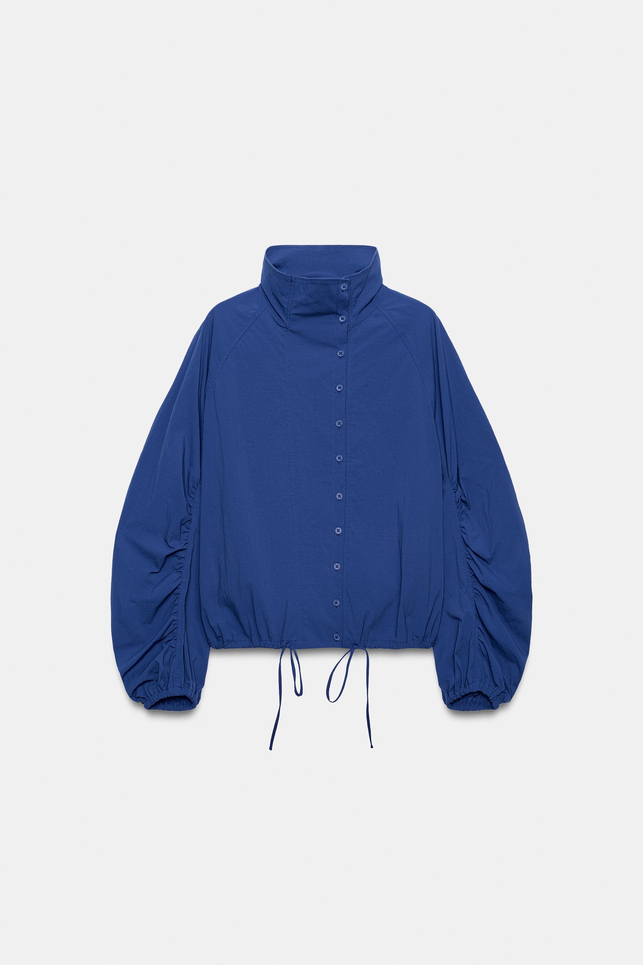 Technical Fabric Button Jacket - Bluish - Xs
