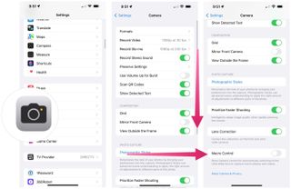 To find and use the Macro Control toggle in iOS 15.2 and later, tap the Settings app, choose Camera, then scroll down, toggle on Macro Control.