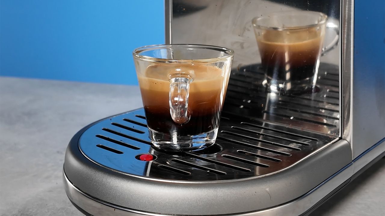 a shot of espresso made on the breville bambino