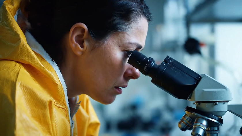 A scientist looking through a microscope generated by Google Veo 2