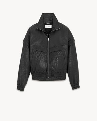 Men's Saint Laurent Bomber Jacket in Grained Lambskin in Black