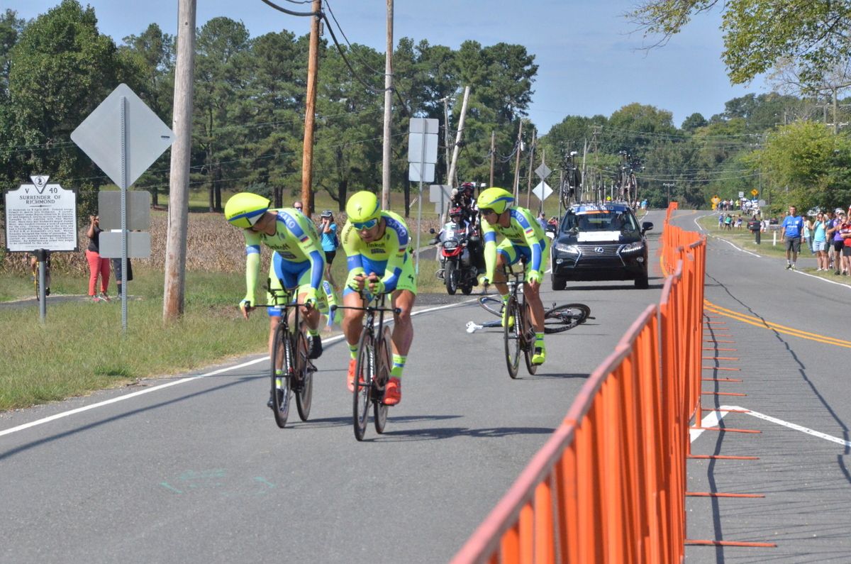 Chris Juul Jensen and Peter Sagan were on the front of the train when the crash happened
