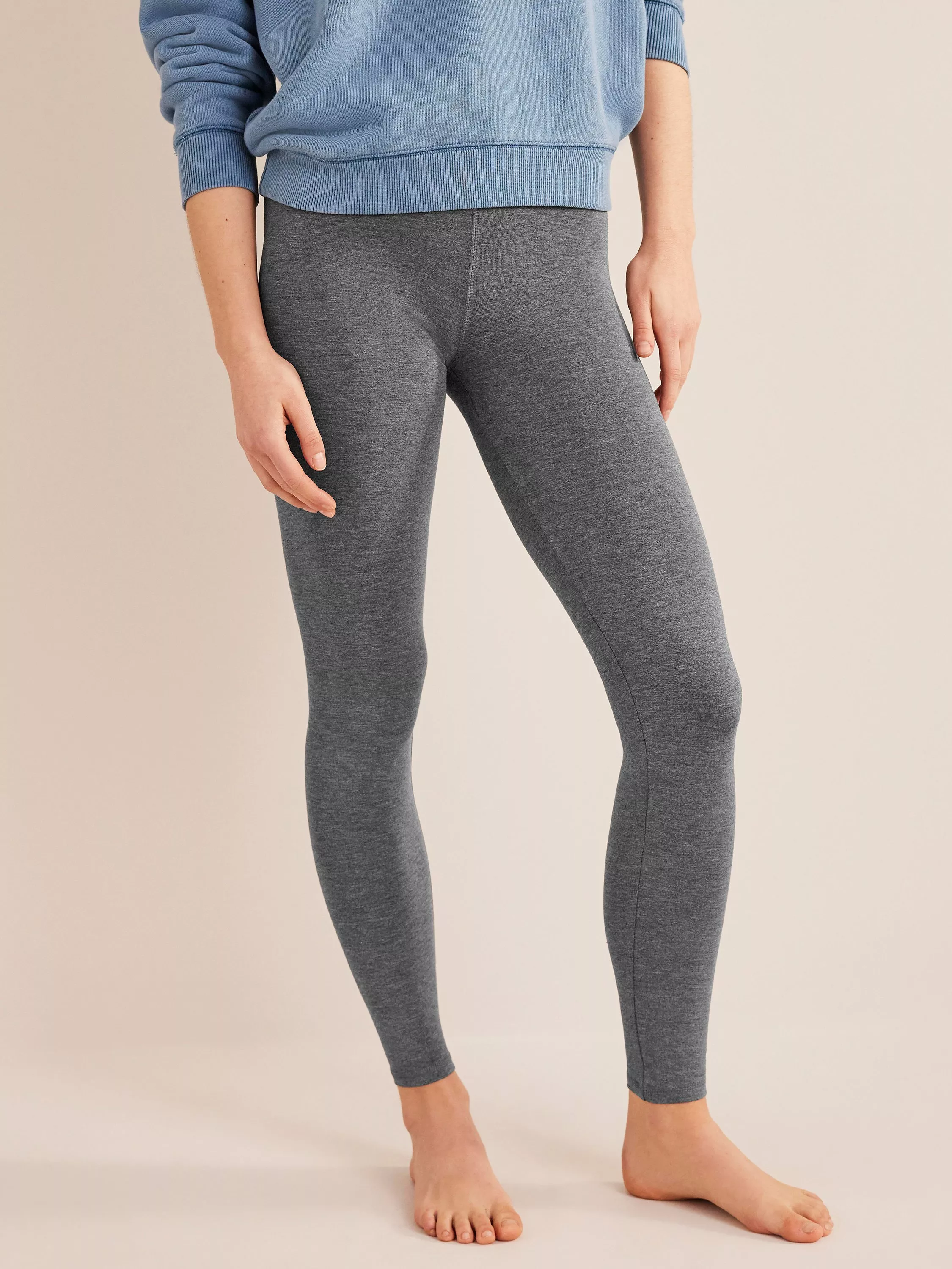 Boden High Rise Jersey Leggings, Charcoal Marl