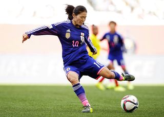 Homare Sawa of Japan in action during the FIFA Women's World Cup 2015 Group C match between Ecuador and Japan at Winnipeg Stadium on June 16, 2015 in Winnipeg, Canada. (Photo by Adam Pretty - FIFA/FIFA via Getty Images)