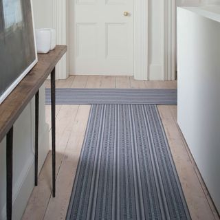 striped runner in a hallway vertical and horizontal