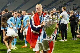 2023 Ballon d'Or hopeful Erling Haaland helped Manchester City win the Premier League, FA Cup and Champions League in his first season