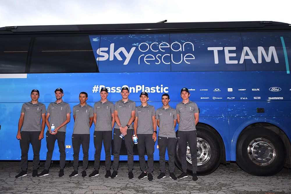 Team Sky riders ahead of the Tour de France