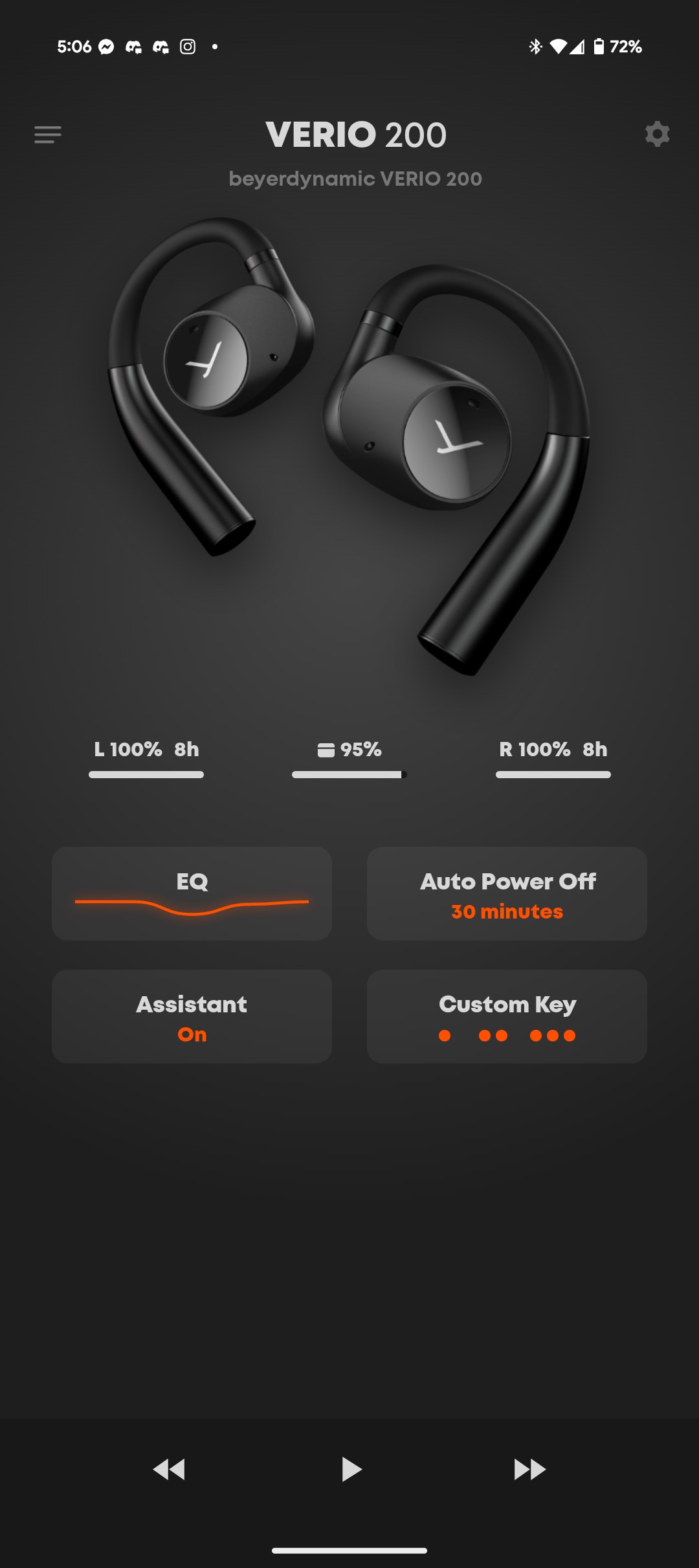 Screenshot of Beyerdynamic app home