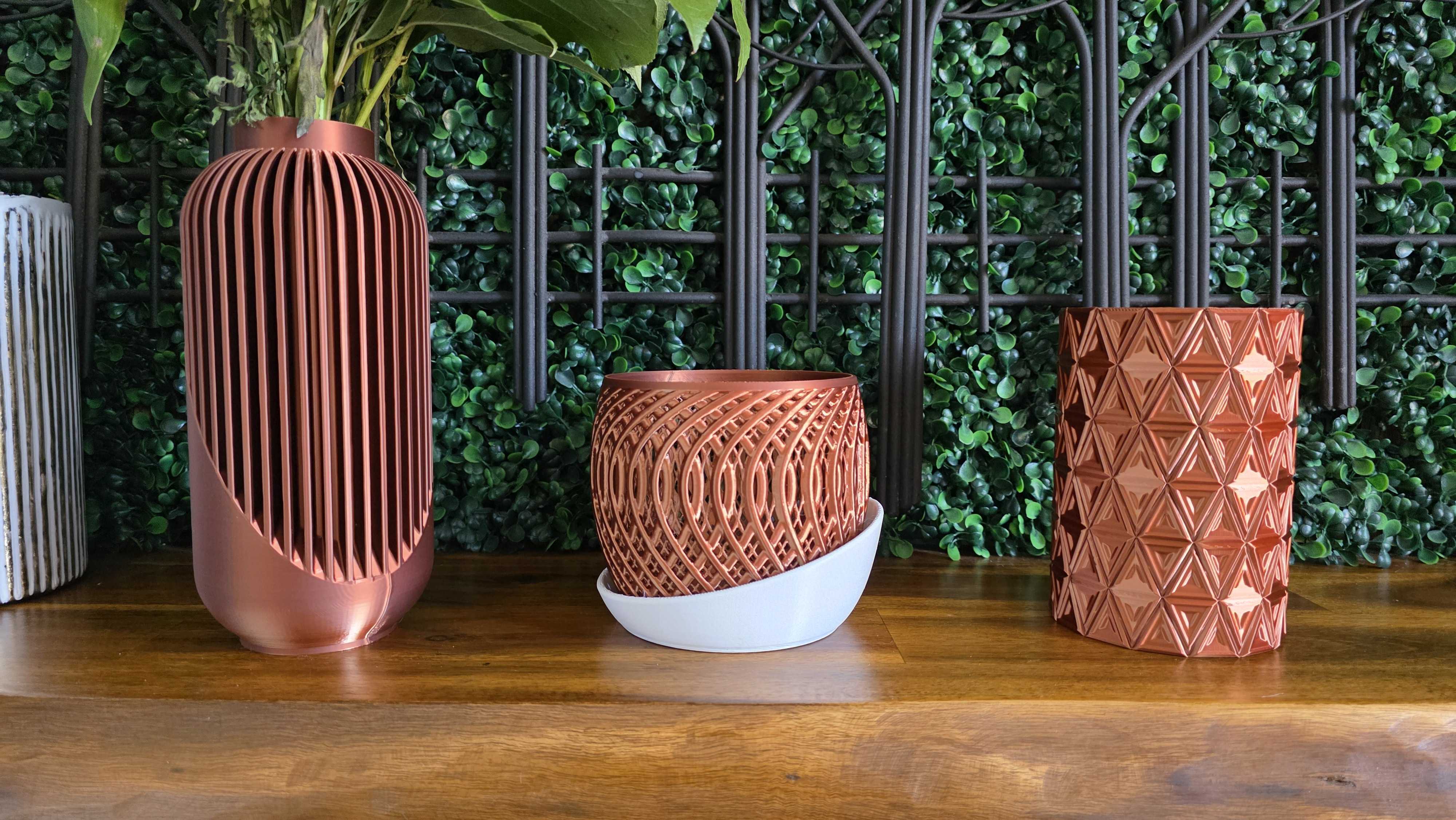 Some copper vases and containers I've printed with the Kobra 3 V2