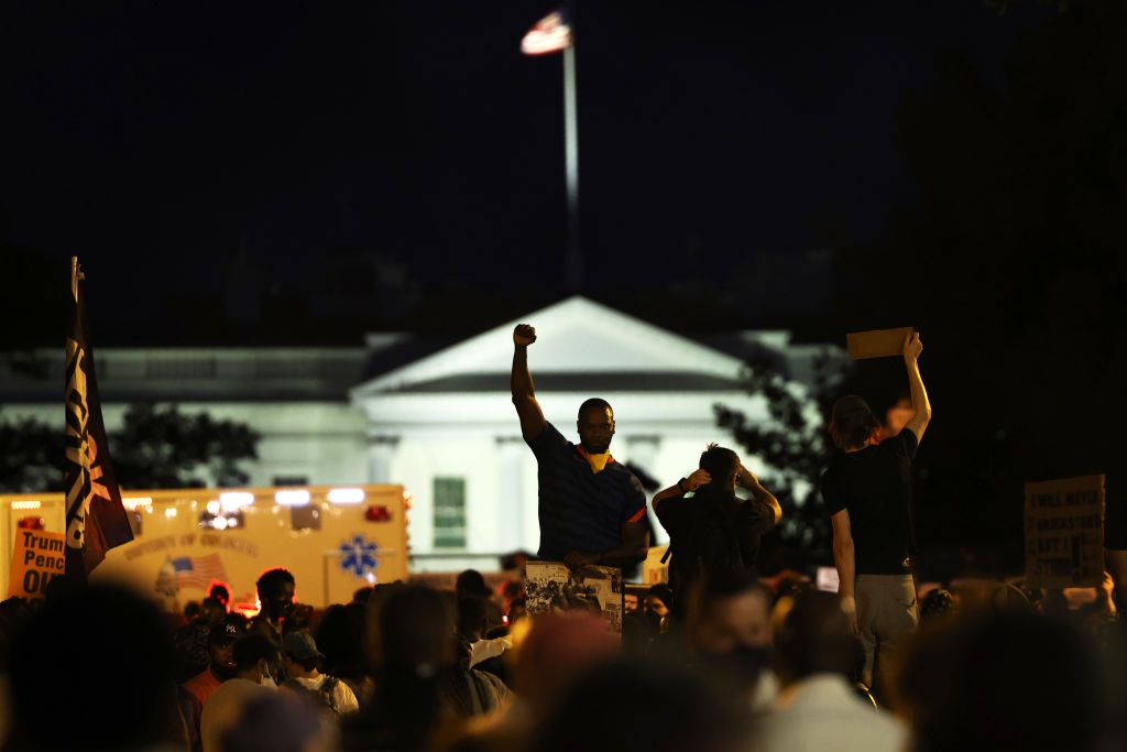 Protesters outside the Republican National Convention.