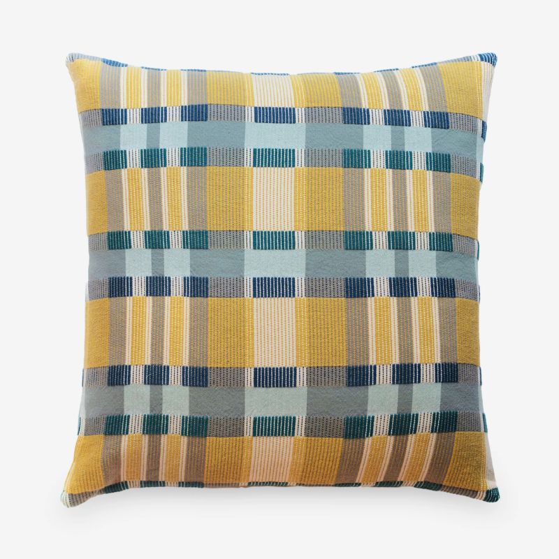 yellow and blue cushion