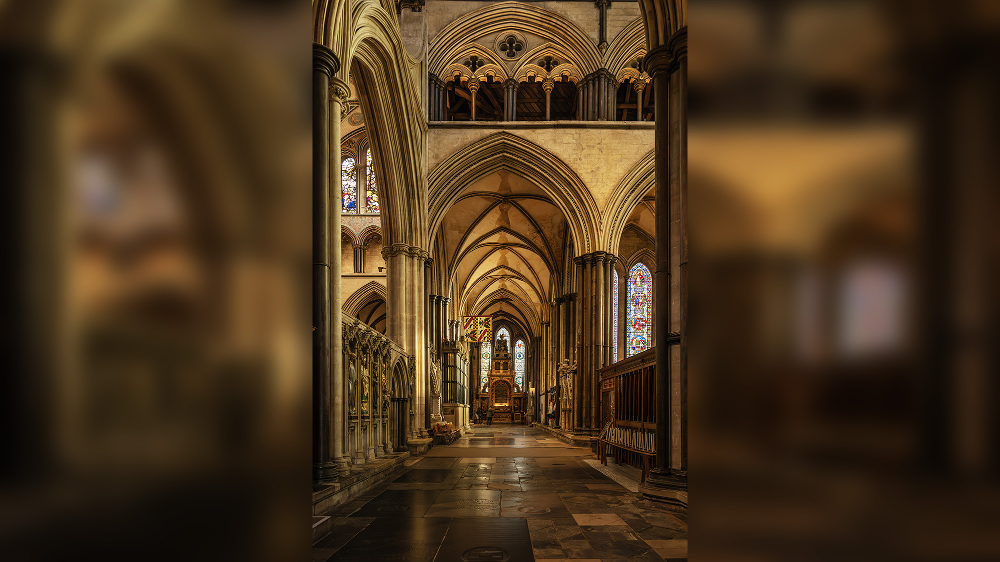 Hallway leading to a tomb inside a cathedral