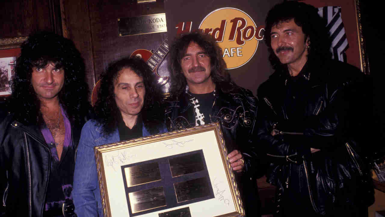 Black Sabbath posing for a photograph in 1992