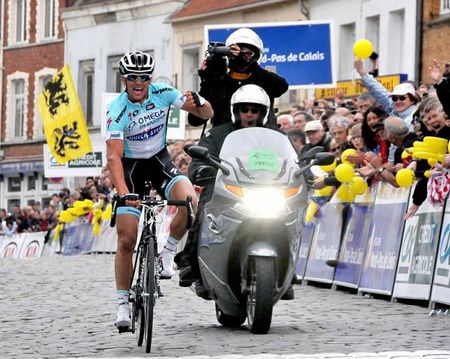 Zdenek Stybar (Omega Pharma-QuickStep) celebrates his victory in stage 4 at the 4 Jours de Dunkerque