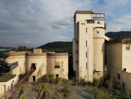 Exterior looking like industrial ruins by Buduo Teahouse by Wanmu Shazi