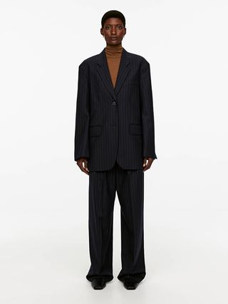 Arket, Single-Breasted Blazer - Dark Blue - Arket Gb