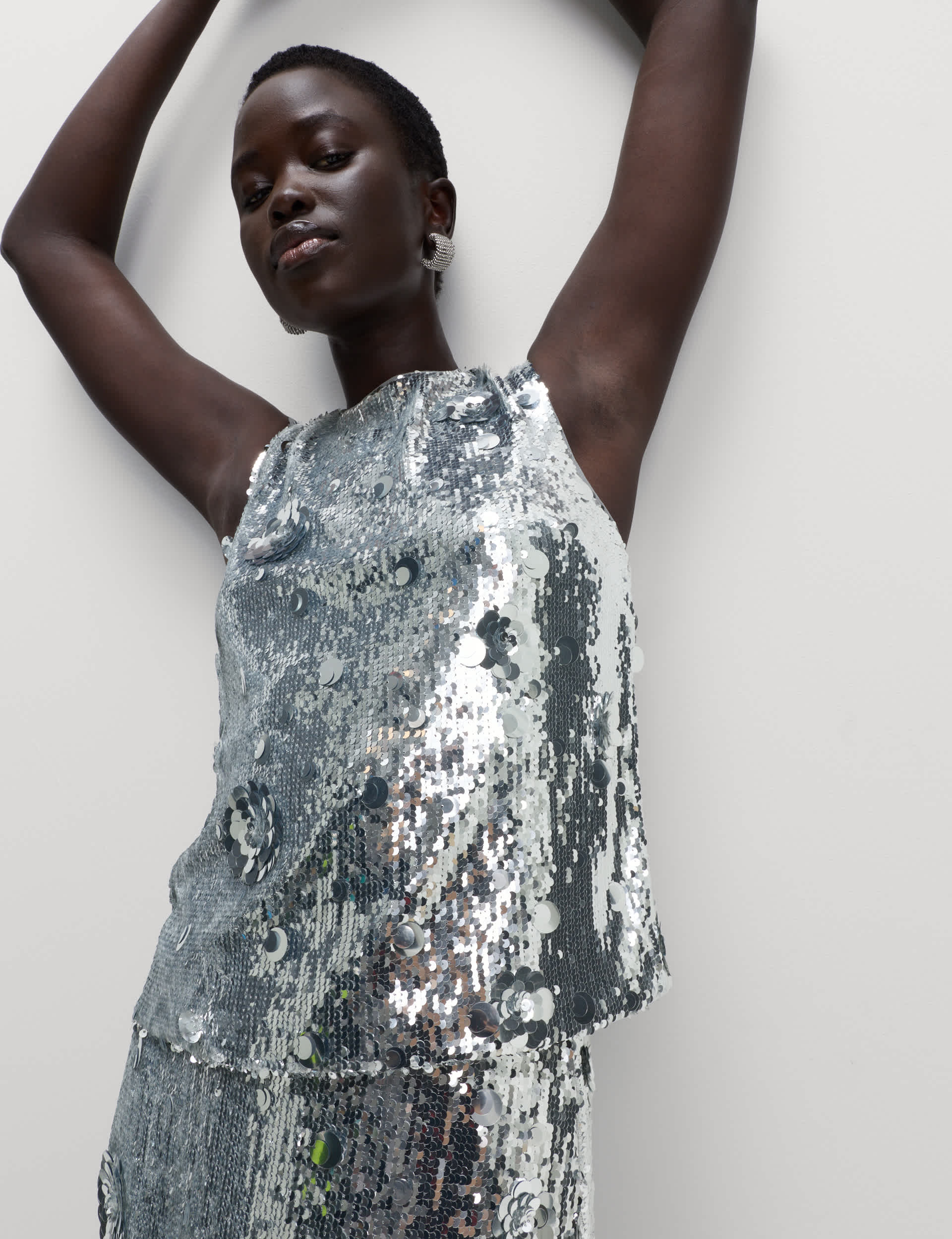 Sequin Floral Shell Top