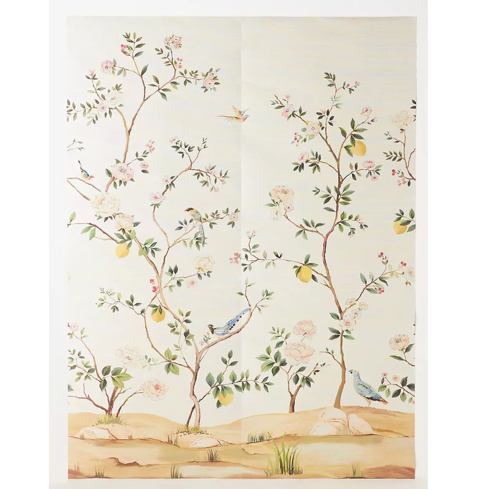 Blossom Chinoiserie Grasscloth Mural
