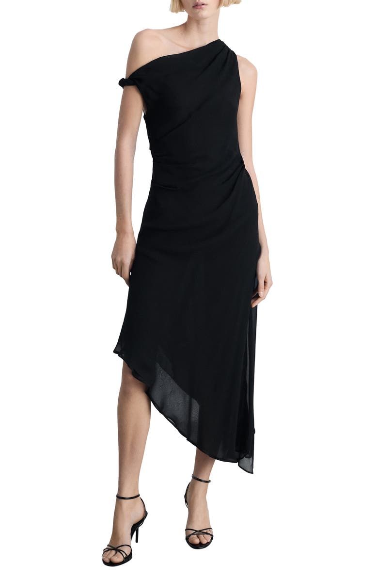 Asymmetric Draped Chiffon Gown