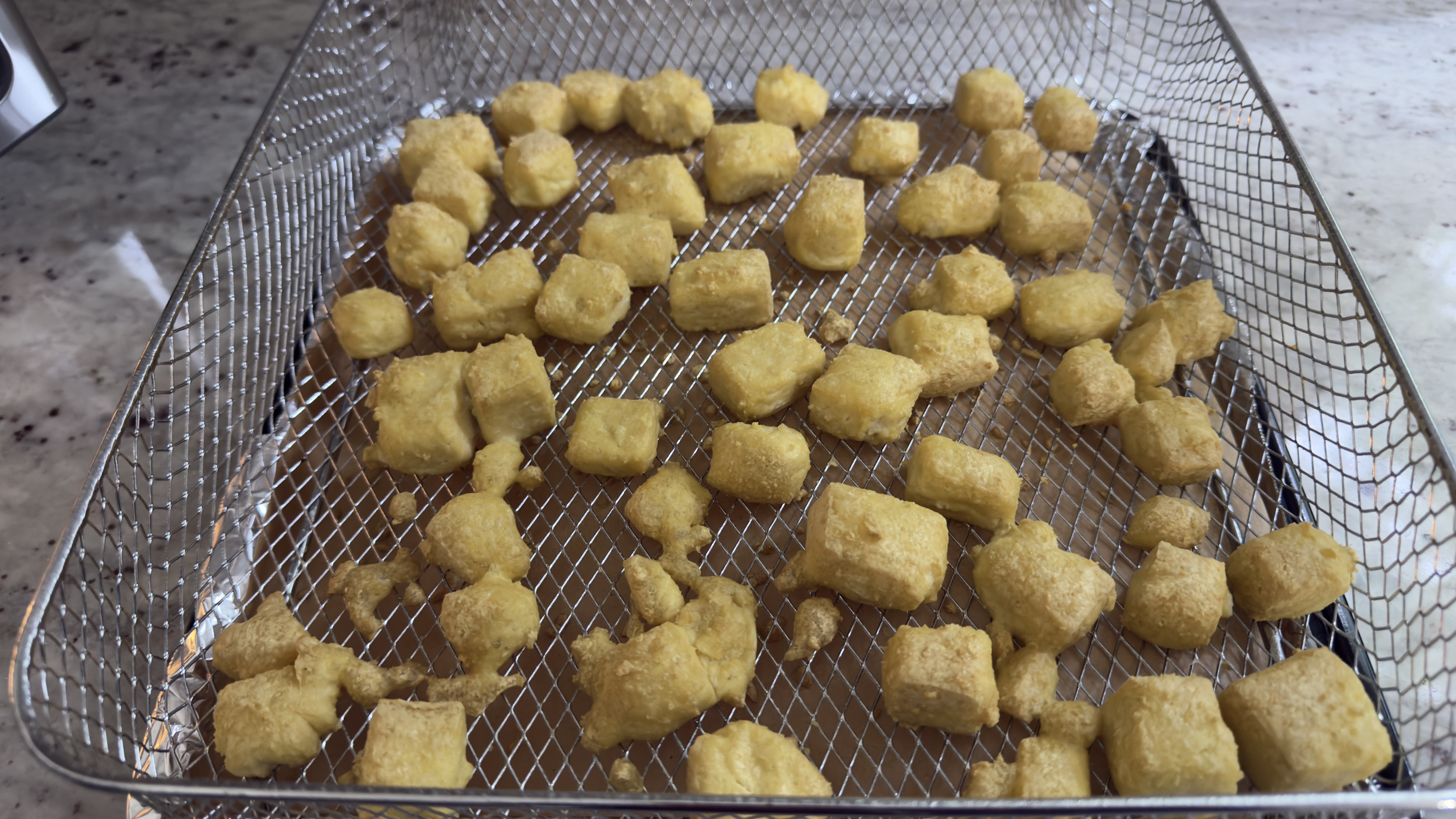 Tofu air fried in Ninja French Door Air Fryer and Countertop Oven