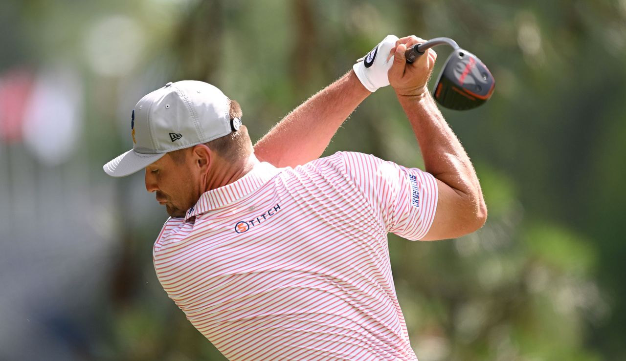 Bryson DeChambeau at the top of his backswing