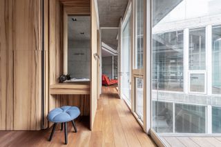 wood and glass interiors in star house in taiwan
