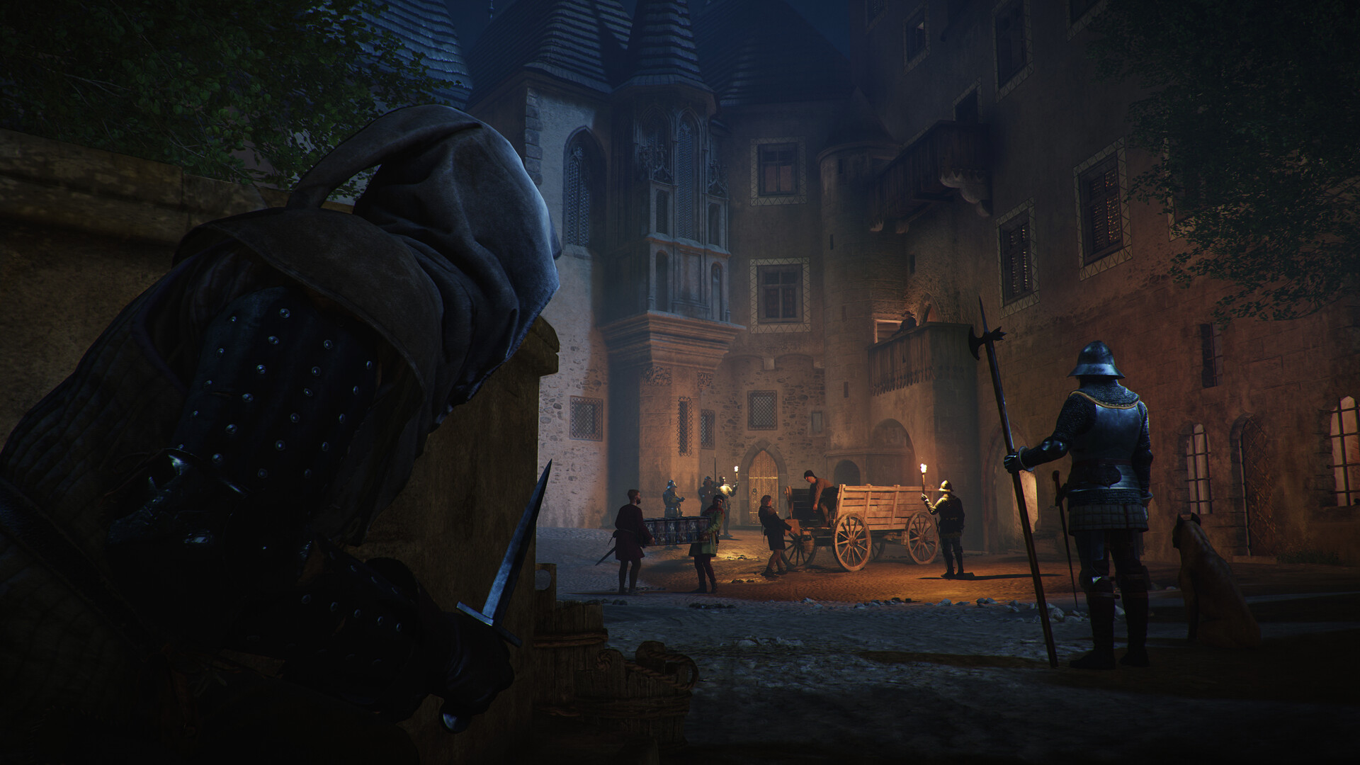 Sneaking behind a guard at night in Kingdom Come: Deliverance 2