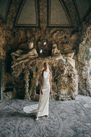 Model wears Taller Marmo alternative bridal wear