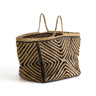 Black and natural woven basket