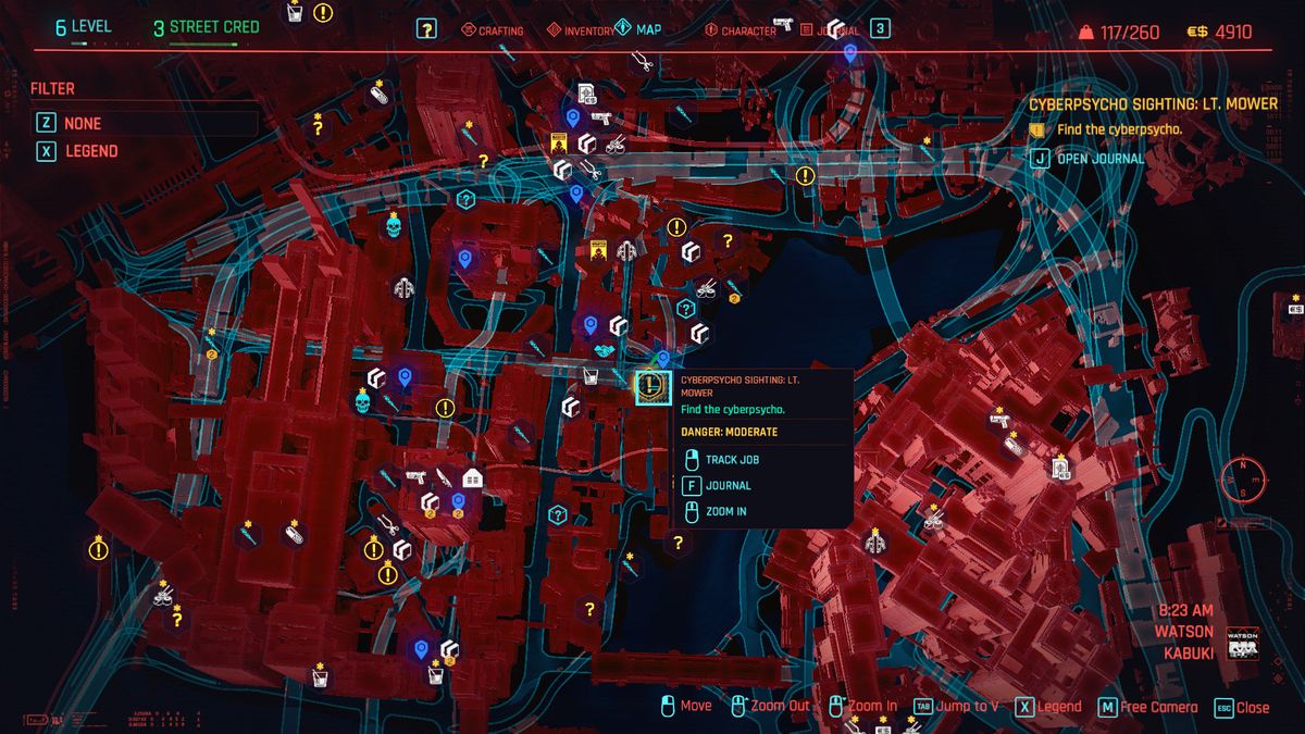 Cyberpunk 2077 Lt Mower Cyberpsycho Sightings locations