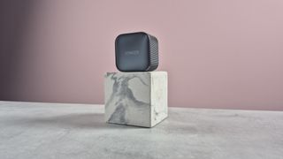 Anker Nano Charger 45W with USB-C Cable balanced on top of block
