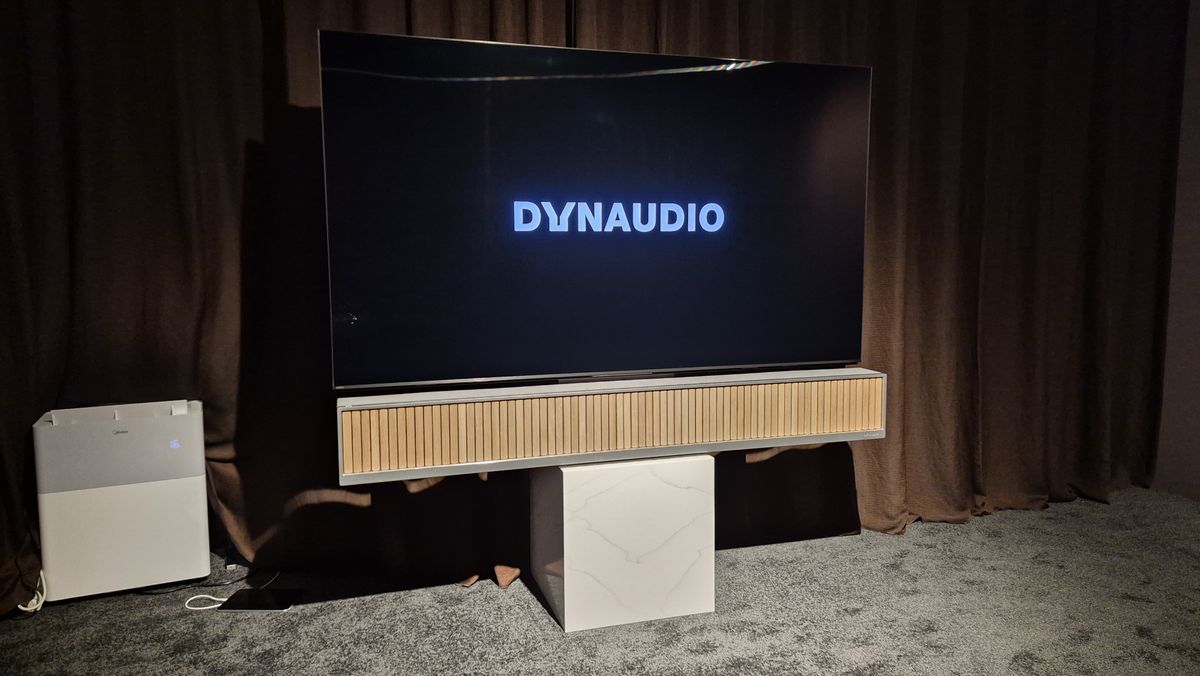 Dynaudio Opus One under TV in demo room