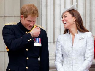 Prince Harry and Kate Middleton attend the Trooping the Colour parade in 2014