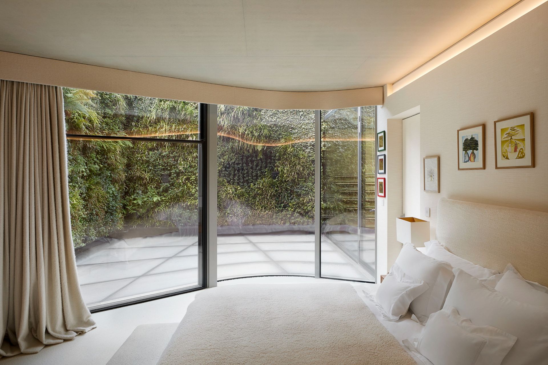 The primary bedroom has direct access to the terrace