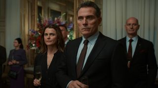 Rufus Sewell as Hal and Keri Russell as Kate in The Diplomat season 2