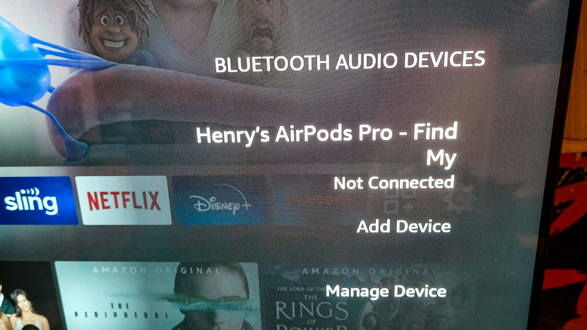 Fire TV's Wireless Devices menu triggered by the Alexa Voice Remote ProThe Alexa Voice Remote Pro