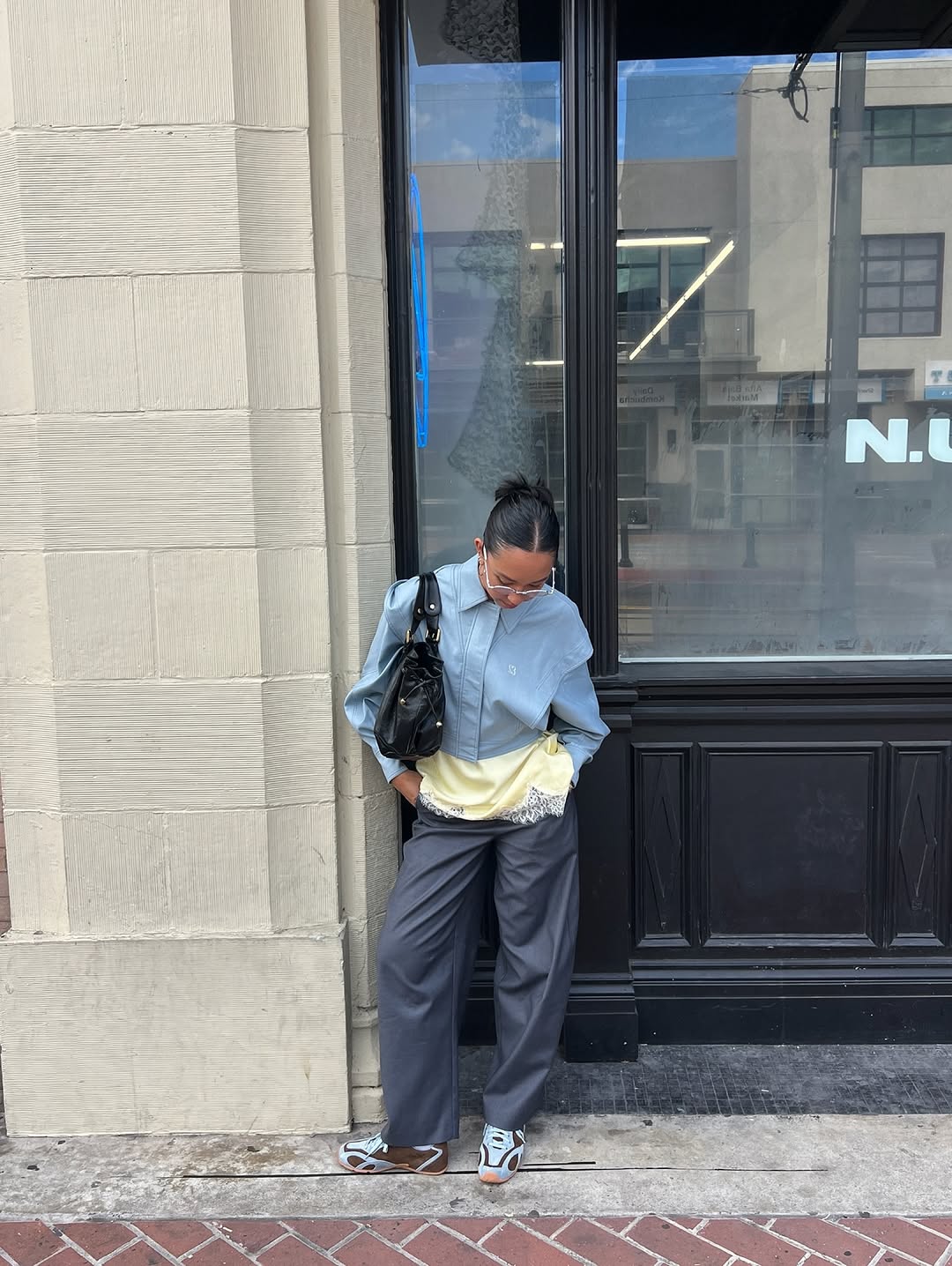 woman wearing icy blue color trend spring 2026