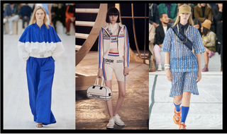 sporty summer trend outfits from Loewe, Dior, and Lacoste