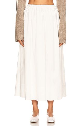 Cotton Poplin Midi Skirt