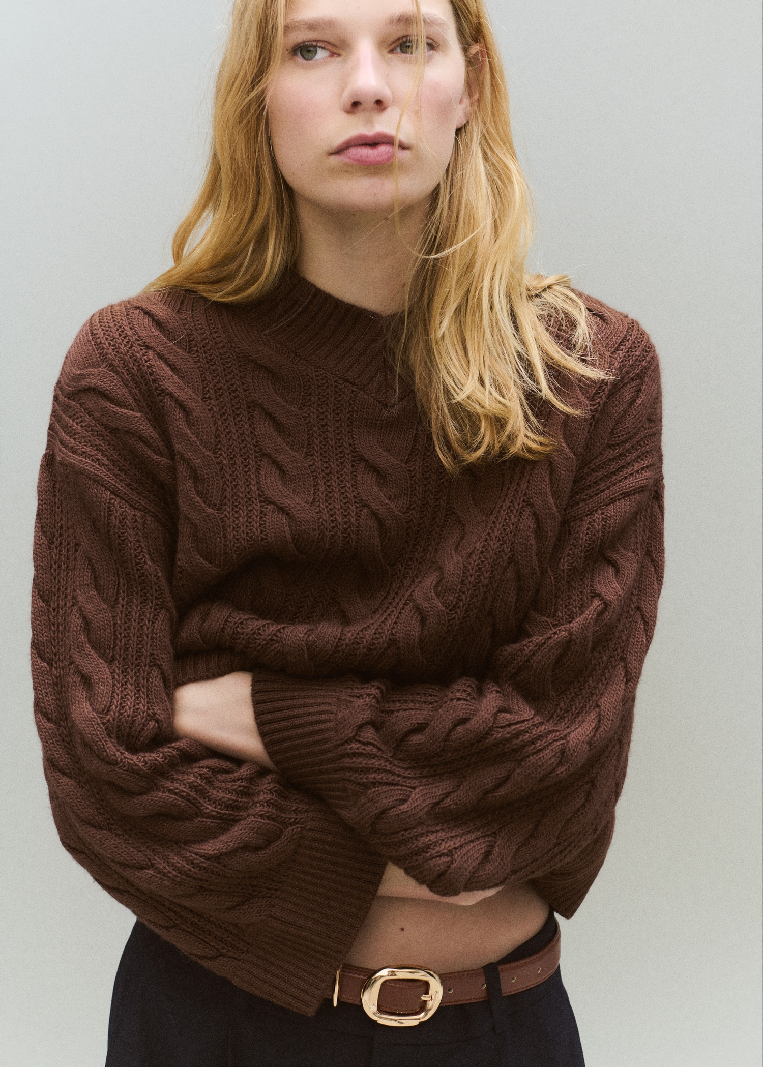 V-Neck Braided Sweater - Women | Mango Usa