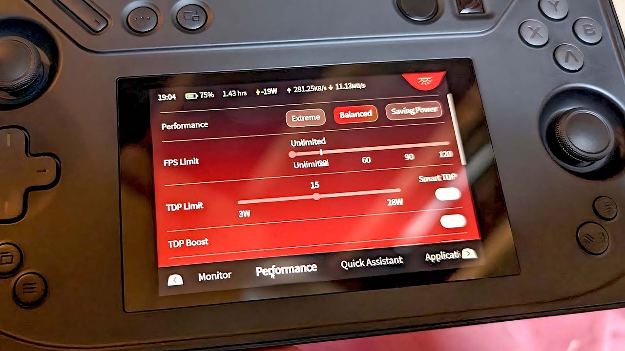 AYANEO Flip DS performance mode on smaller display.