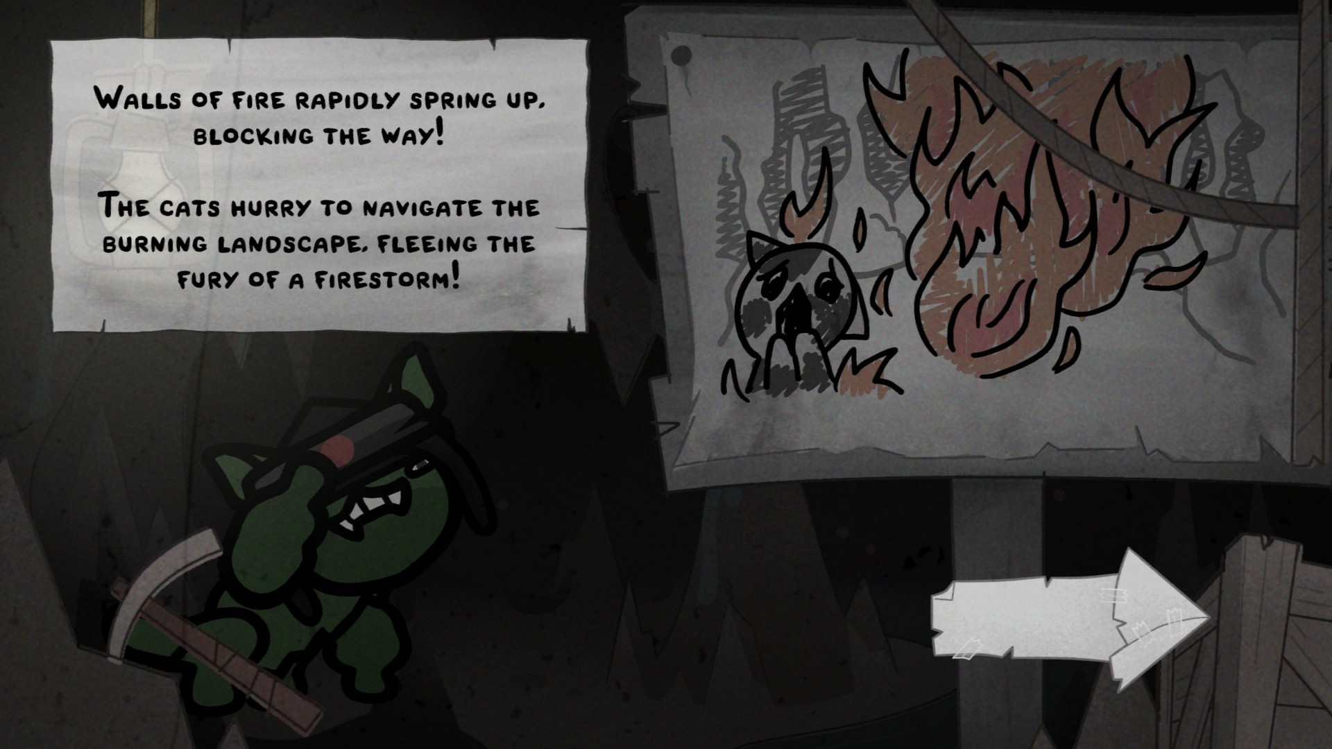 The cats in Mewgenics encounter a firestorm event