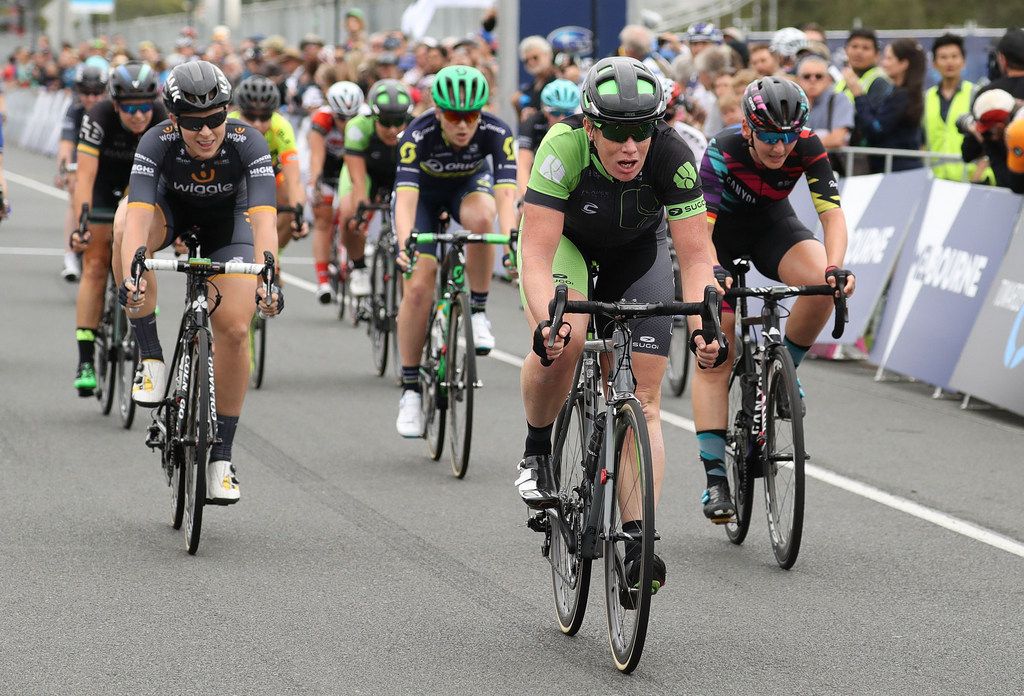 Kirsten Wild (Cylance) wins the sprint for victory