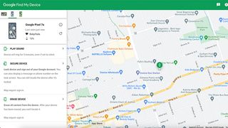 Screenshot of the Google Find My Phone page on Chrome