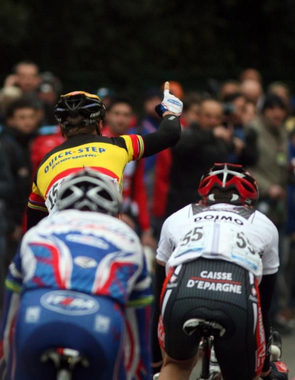 Boonen signals his position on the results sheet