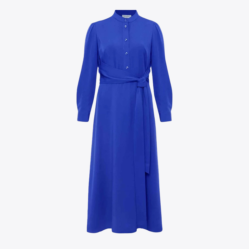 Hobbs royal blue midi dress with belt detail