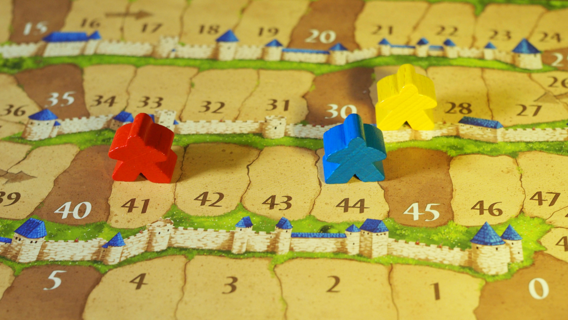 Los meeples se sitúan en la clasificación de Carcassonne