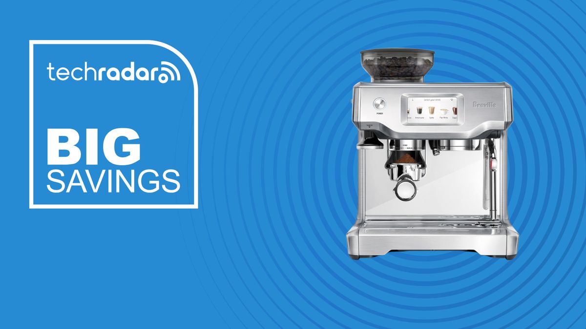 The Breville the Barista Touch on a blue background with text saying Big Savings next to it.