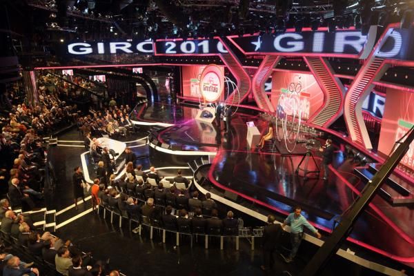 The bright lights of the 2010 Giro d'Italia presentation.
